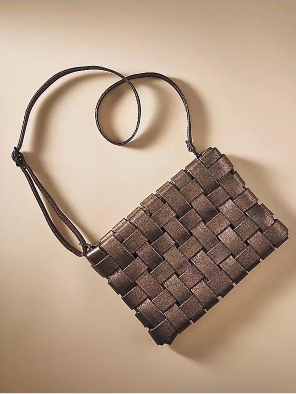 Anthropologie Lindy Metallic Woven Crossbody Bag